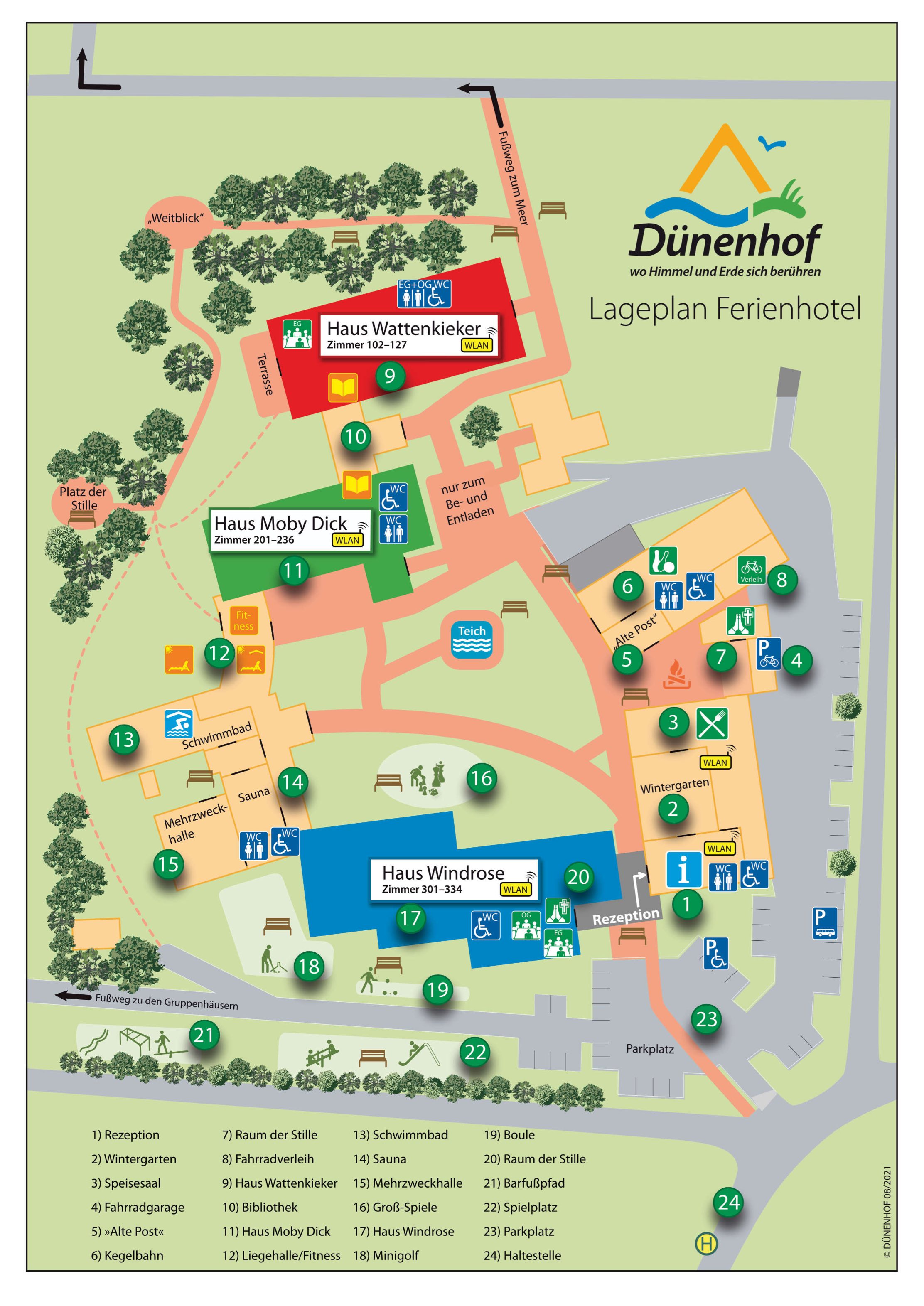 Dünenhof Ferienhotel Lageplan